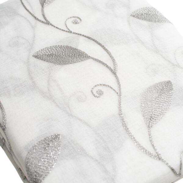 Embroidered Grey Sheer Taped Curtain 270x218cm - Image 2