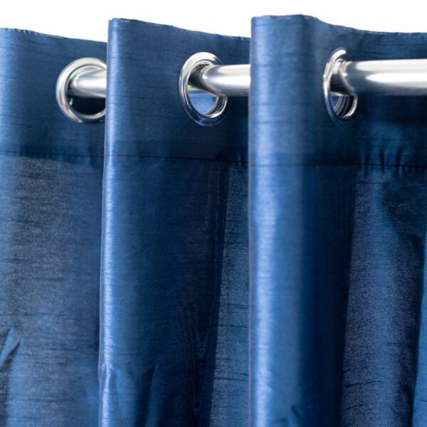 Navy Faux Silk Eyelet Curtain 225x225cm