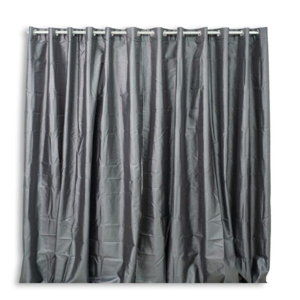 Grey Faux Silk Eyelet Curtain 225x225cm - Image 2