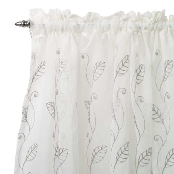 Embroidered Grey Sheer Taped Curtain 270x218cm