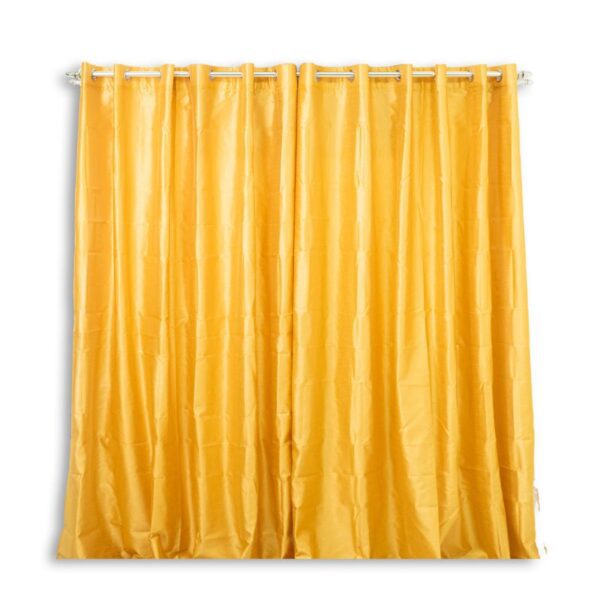 Vibrant Yellow Faux Silk Eyelet Curtain 225x225cm - Image 2