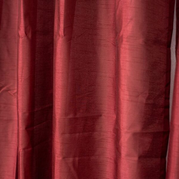 Maroon Faux Silk Eyelet Curtain 225x225cm - Image 3