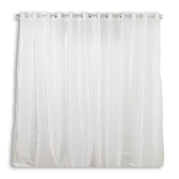 White Faux Silk Eyelet Curtain 225x225cm - Image 2