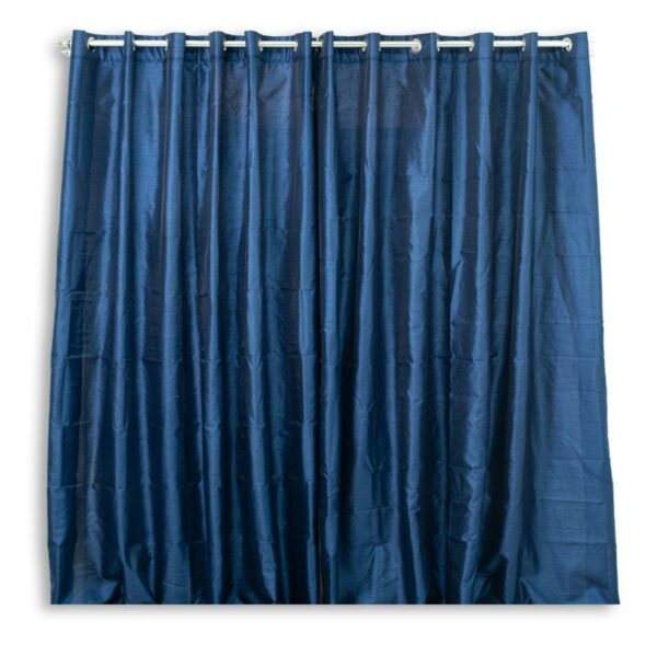 Navy Faux Silk Eyelet Curtain 225x225cm - Image 2