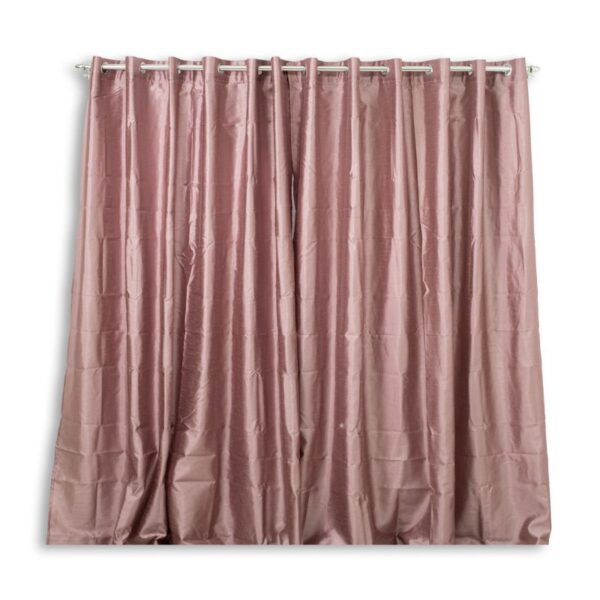 Dusty Pink Faux Silk Eyelet Curtain 225x225cm - Image 3