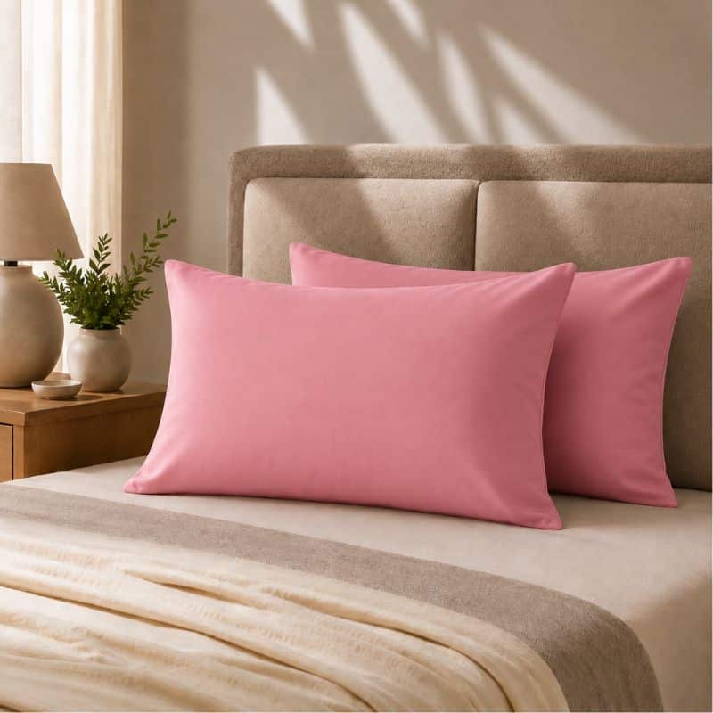 Hometouch Microfibre Pink 2 Pack Standard Pillowcases