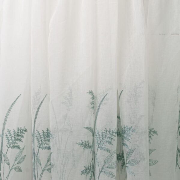 Embroidered Teal Sheer Taped Curtain 270x218cm - Image 2