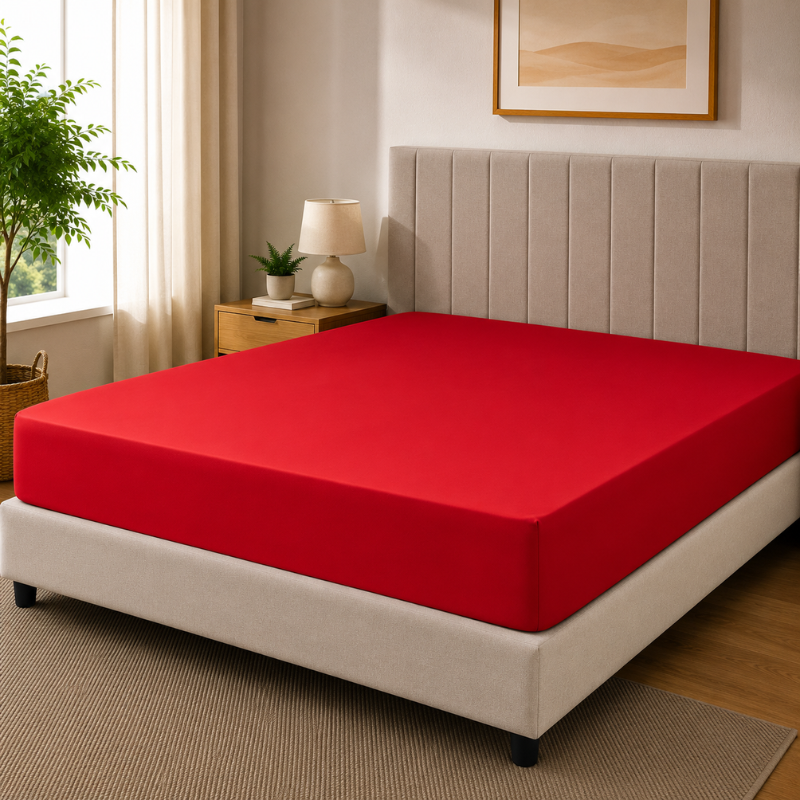 Hometouch Essentials Collection Fitted Sheet - Red