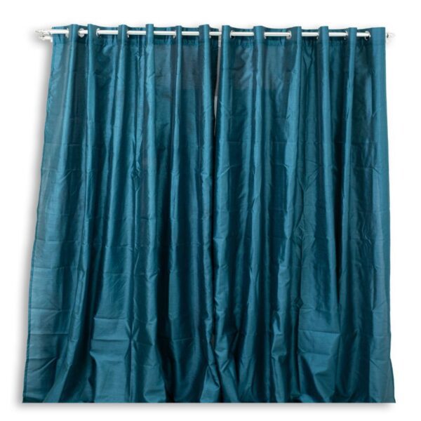 Teal Faux Silk Eyelet Curtain 225x225cm - Image 3