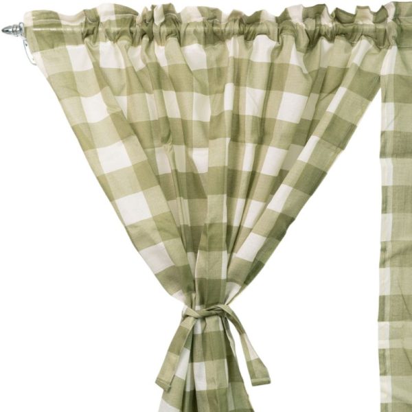 Green Checkered Café Taped Curtain 230x120cm