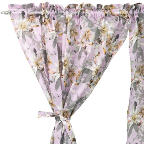 Lavender Floral Café Taped Curtain 230x120cm