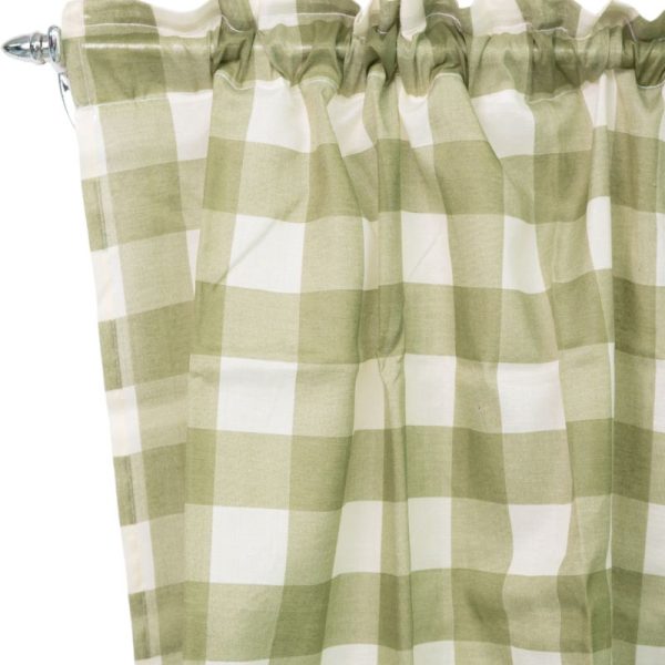 Green Checkered Café Taped Curtain 230x120cm - Image 2