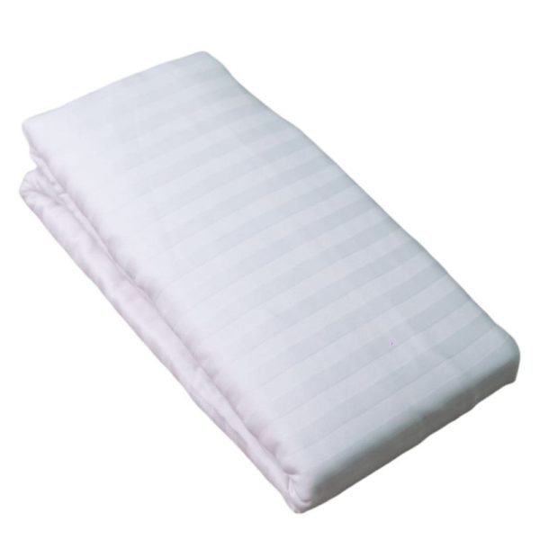 White Stripe 100% Cotton 200 Thread Count Fitted Sheet