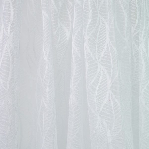 White Leafy Lace Taped Curtain 230x218cm - Image 2