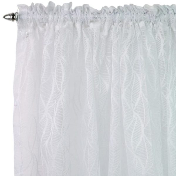 White Leafy Lace Taped Curtain 230x218cm