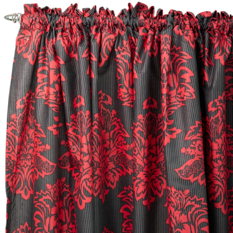 Midnight Passion Textured Polycotton Taped Curtain 230x218cm