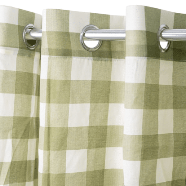 Green Checkered Café Eyelet Curtain 230x120cm