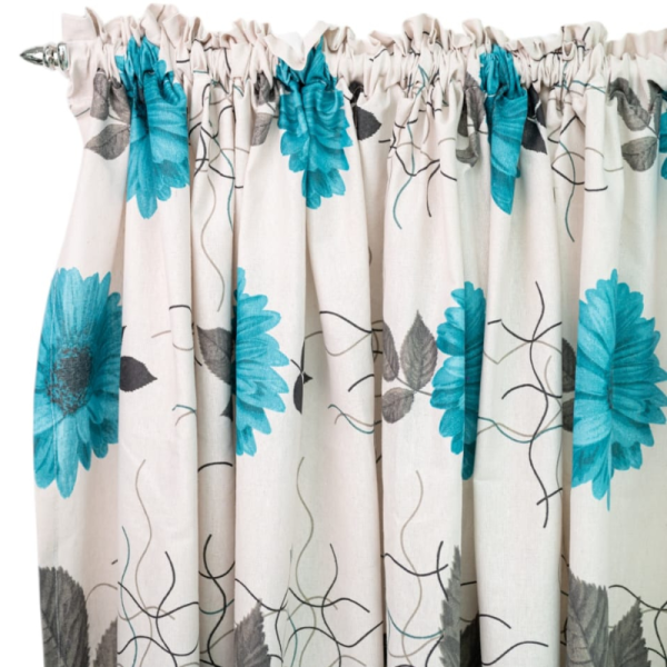 Blue Oasis Textured Polycotton Taped Curtain 230x218cm