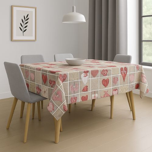 Red Hearts Tablecloth