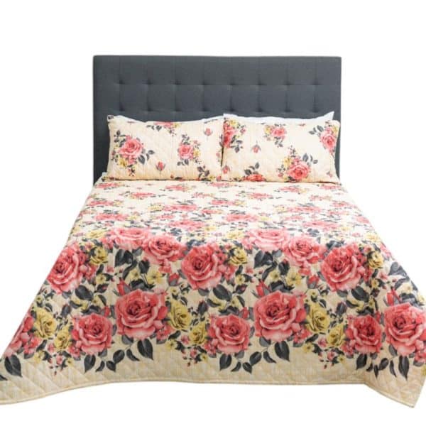 Instyle Collection Creamy Bloom Polycotton Quilt Set