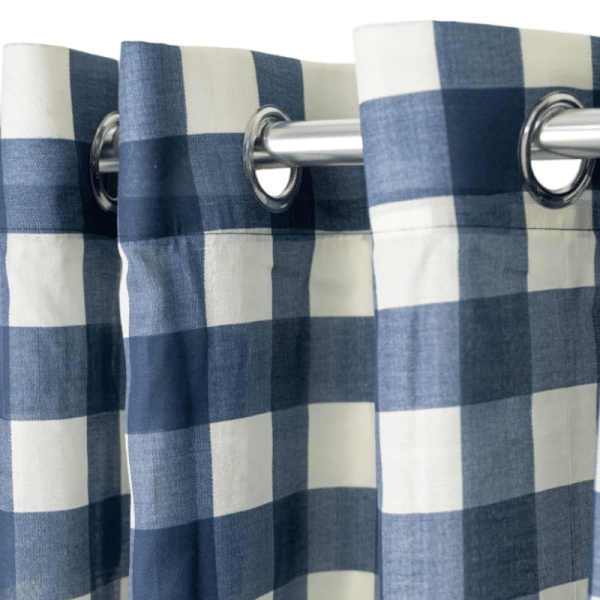 Navy Checkered Café Eyelet Curtain 230x120cm