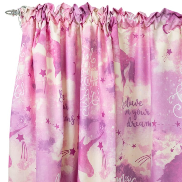 Magical Unicorn 2 Pack Taped Lined Curtain 150x218cm