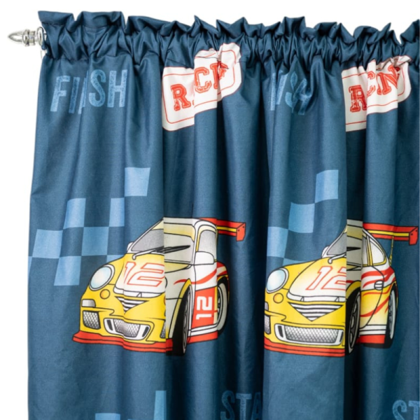 Race Car 2 Pack Taped Lined Curtain 150x218cm