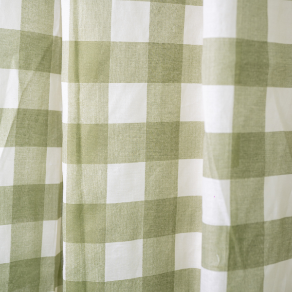 Green Checkered Café Eyelet Curtain 230x120cm - Image 2