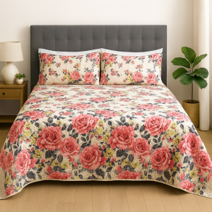 Instyle Collection Creamy Bloom Polycotton Quilt Set (BUY ANY 2, ONLY PAY FOR 1!)