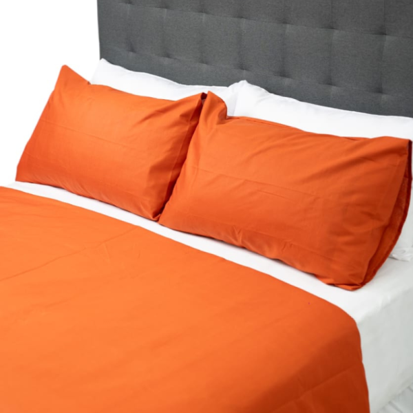 Burnt Orange Polycotton 144 Thread Count Duvet Cover Set - Image 2