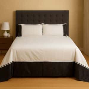 Hometouch Black 100% Cotton 200 Thread Count Black Embellished Duvet Cover Set