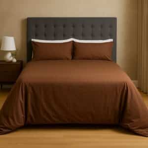 Hometouch Cotton Blend 144 Thread Count Duvet Cover Set – Chocolate Brown