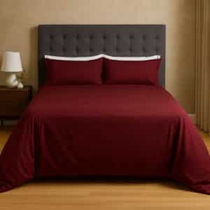 Hometouch Cotton Blend 144 Thread Count Duvet Cover Set – Maroon