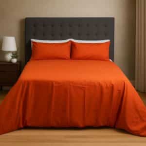 Hometouch Cotton Blend 144 Thread Count Duvet Cover Set – Burnt Orange