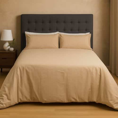 Hometouch Cotton Blend 144 Thread Count Duvet Cover Set – Stone