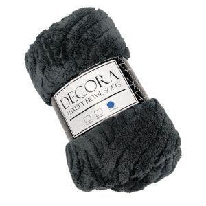 Charcoal Jacquard Fleece Blanket 180x200cm