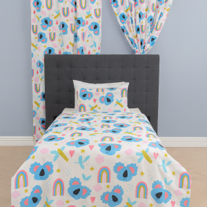 Kids Koala Bear Duvet Cover Set +2 Pack Taped Curtain (BUY ANY 3, ONLY PAY FOR 2!)