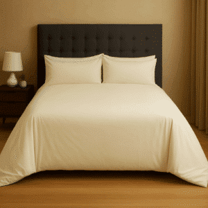 Hometouch Black 100% Cotton 200 Thread Count Cream Duvet Cover Set