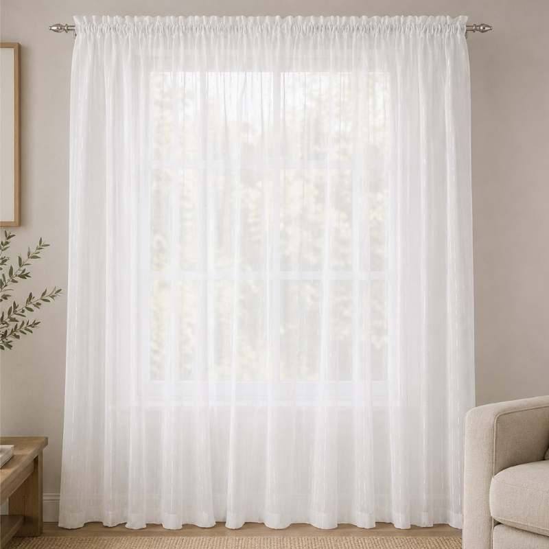 Hometouch Jacquard Sheer Taped Curtain - 230x218cm - Image 2