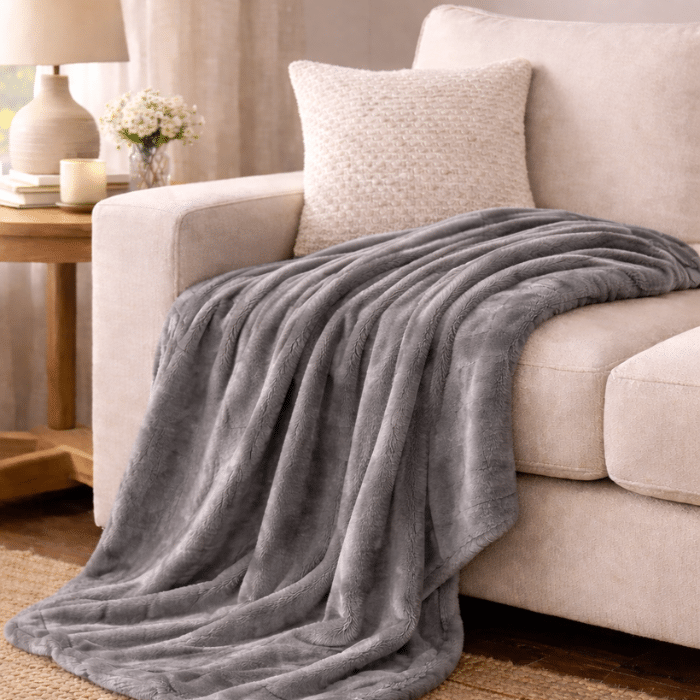 Hometouch Grey Coral Fleece Blanket 125x150cm