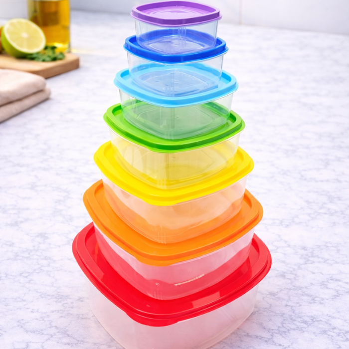 Hometouch Airtight Food Storage Container Set – 7 Piece – Rainbow