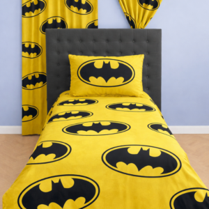 Kids Yellow Batman Duvet Cover Set +2 Pack Taped Curtain (BUY ANY 3, ONLY PAY FOR 2!)