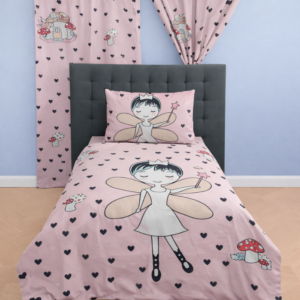 Kids Pixie Pink Duvet Cover Set +2 Pack Taped Curtain (BUY ANY 3, ONLY PAY FOR 2!)