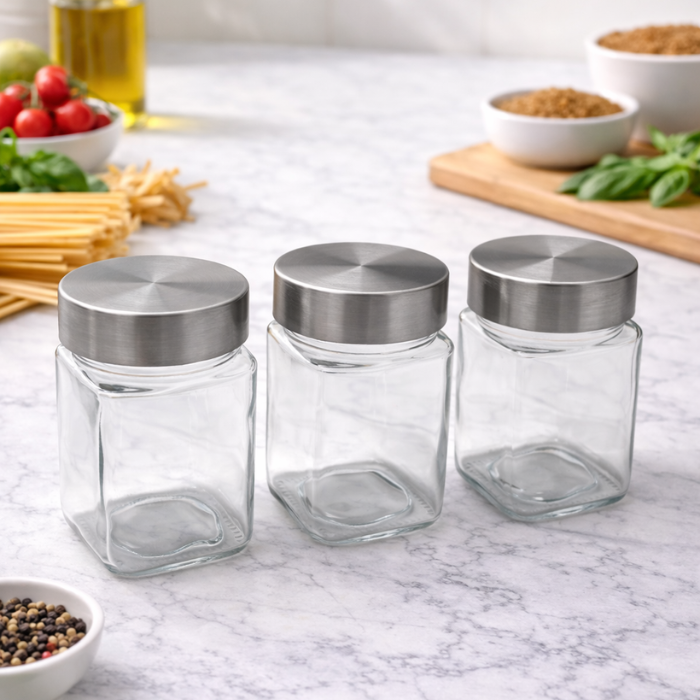 Hometouch Airtight Glass Storage Jar Set – 3 Piece