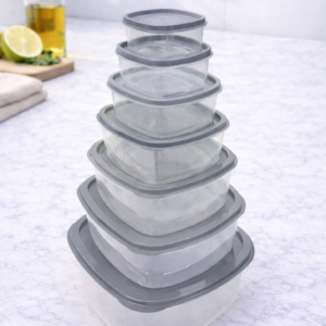 Hometouch Airtight Food Storage Container Set – 7 Piece – Grey