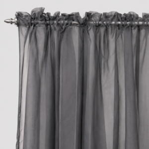 Hometouch Charcoal Mystical Voile Taped Curtain - 290x250cm