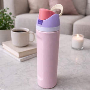 Hometouch Insulated Leak-Proof Water Bottle with Straw – 710ml (24oz) – Petal Pink