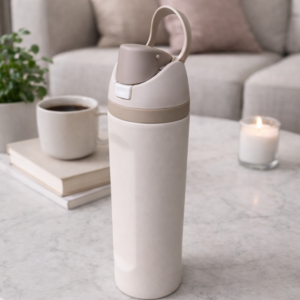 Hometouch Insulated Leak-Proof Water Bottle with Straw – 710ml (24oz) – Stone