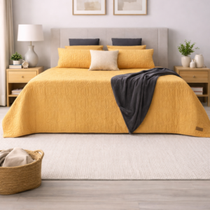 Pierre Cardin Pinsonic Quilt Set – 240x240cm – Gold