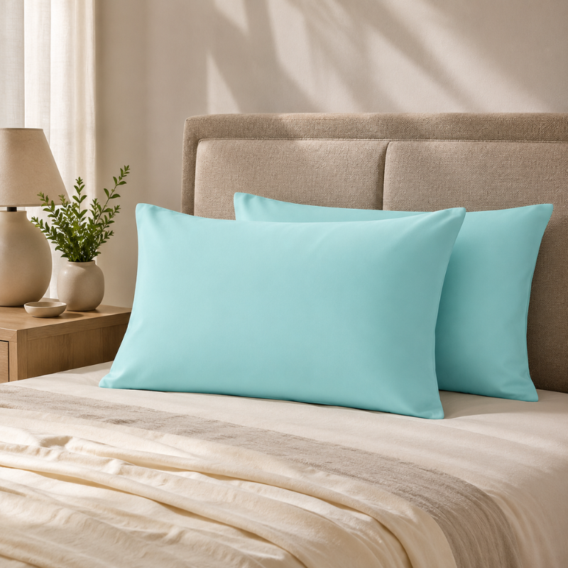 Hometouch Essentials Collection Standard Pillowcases – 2 Pack – Soft Aqua